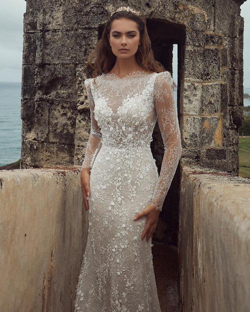123103 vintage long sleeve lace wedding dress with an open back1